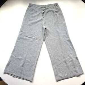 Aerie women's gray waffle knit wide leg lounge pants drawstring waist size large